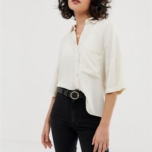 Pull&Bear Boxy Basic Shirt in Off-White/Cream